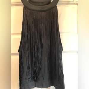 Shein Curve, 2XL, crop, black mock neck fringe tank
